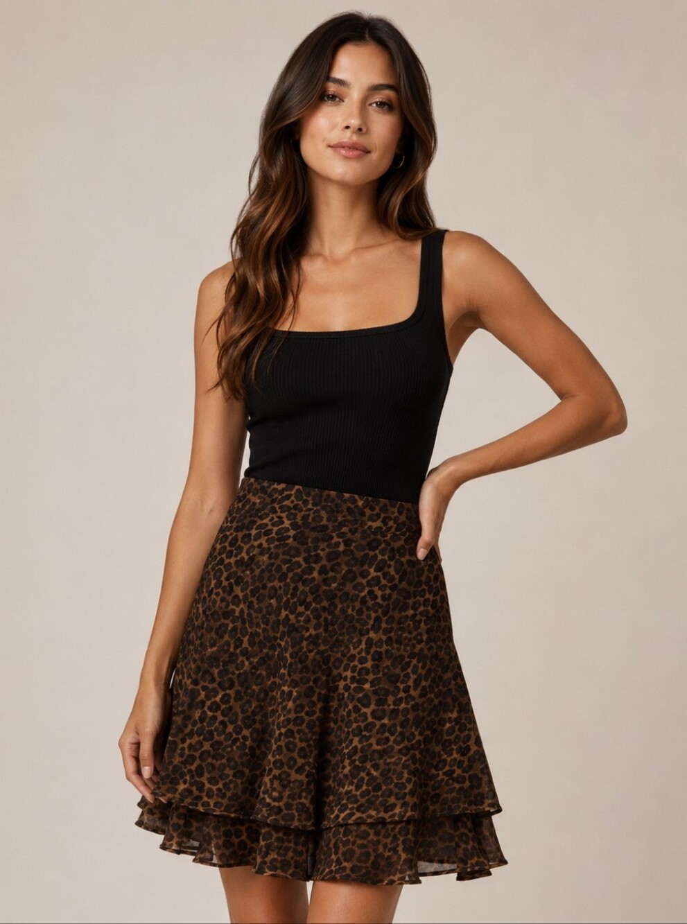 George. Animal Print Ruffled Skirt